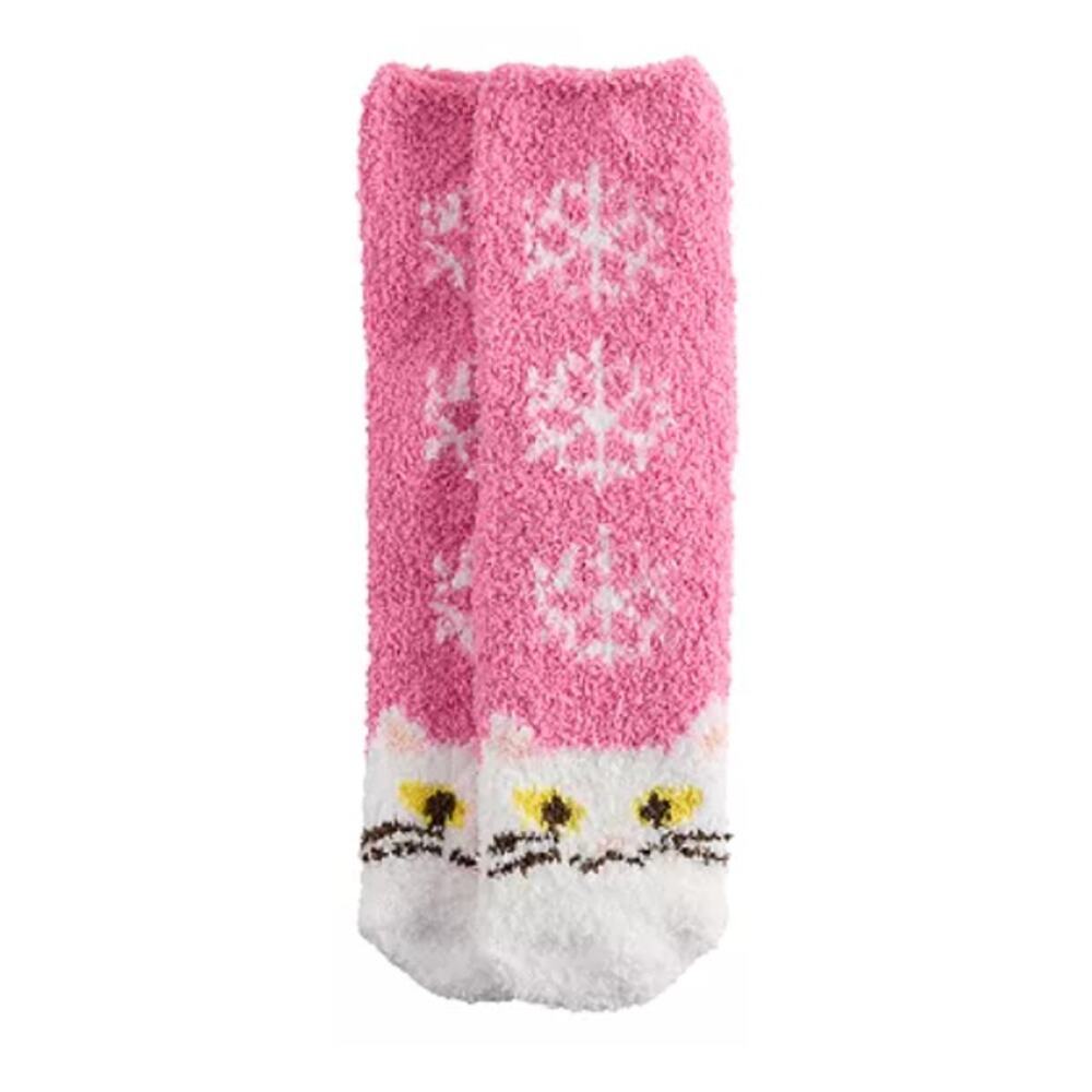 Shine Women's Cat Cozy Slipper Socks in Pink, Size OS​​